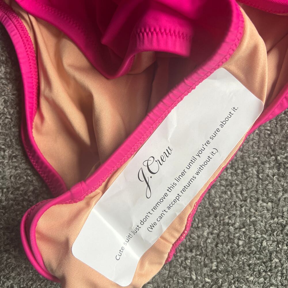 J. Crew Pink Ruffle One Piece Swimsuit NWT Size 14 - Picture 7 of 10